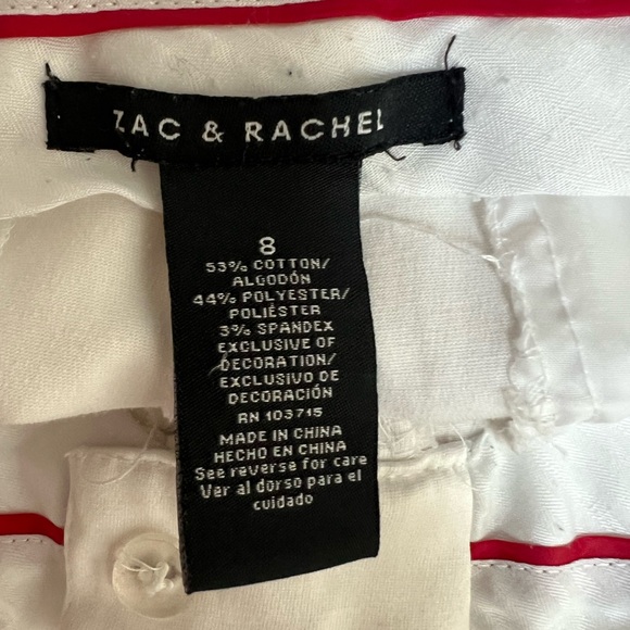 Zac & Rachel Women's White Stretch Capri Pants Size 8 - Picture 5 of 8